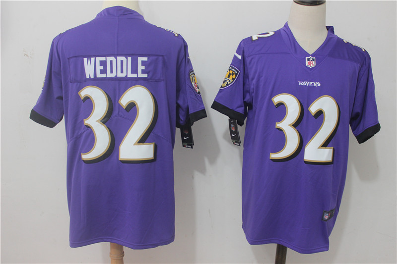 Men's Baltimore Ravens Eric Weddle #32 Purple Jersey